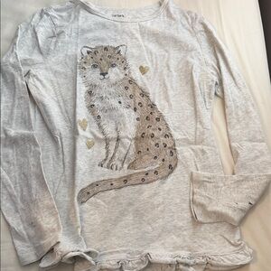 Carter's Cream Long Sleeve Shirt with Cheetah Design Size 10